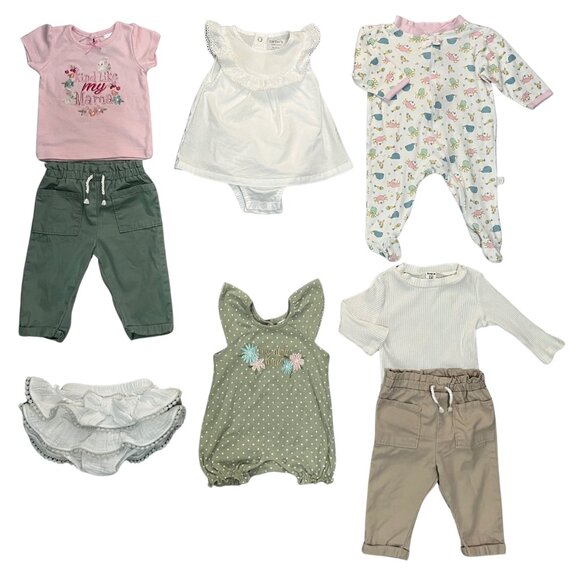 Carter's + More Baby Girl Clothes Lot 3-6M 8 pc Bundle Romper Bodysuit Pants - Picture 1 of 16